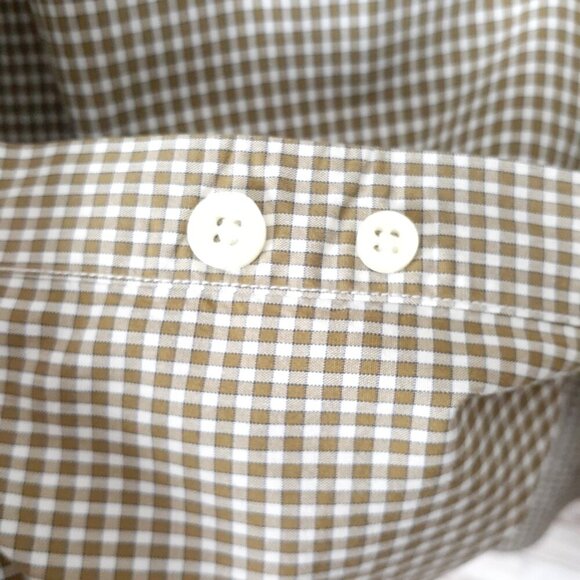 Nautica Mens Button Down Shirt XXL Long Sleeve Green Check Sanded Poplin 542 - Picture 4 of 5